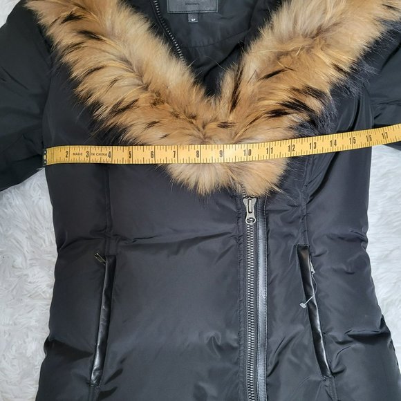 Mackage Black Down Coat with Natural Fur Signature Mackage Collar - Size S - Picture 6 of 16